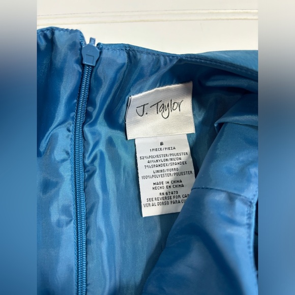 J Taylor Dress Sleeveless Dress Cocktail Bridesmaid Peacock Blue Lined Size 6 - Picture 12 of 16